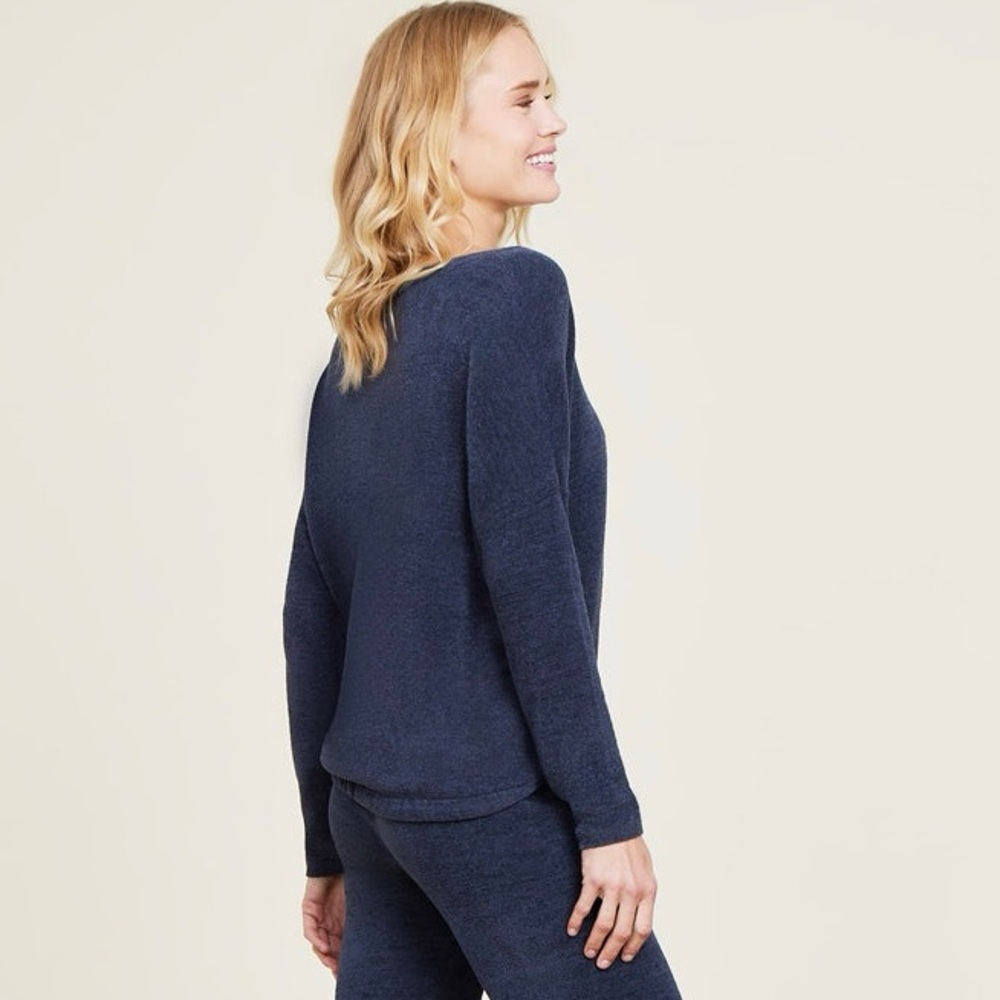 Barefoot Dreams CozyChic Ultra Lite Slouchy Pullover Cozy Lounge Sweater Blue L - Picture 4 of 15